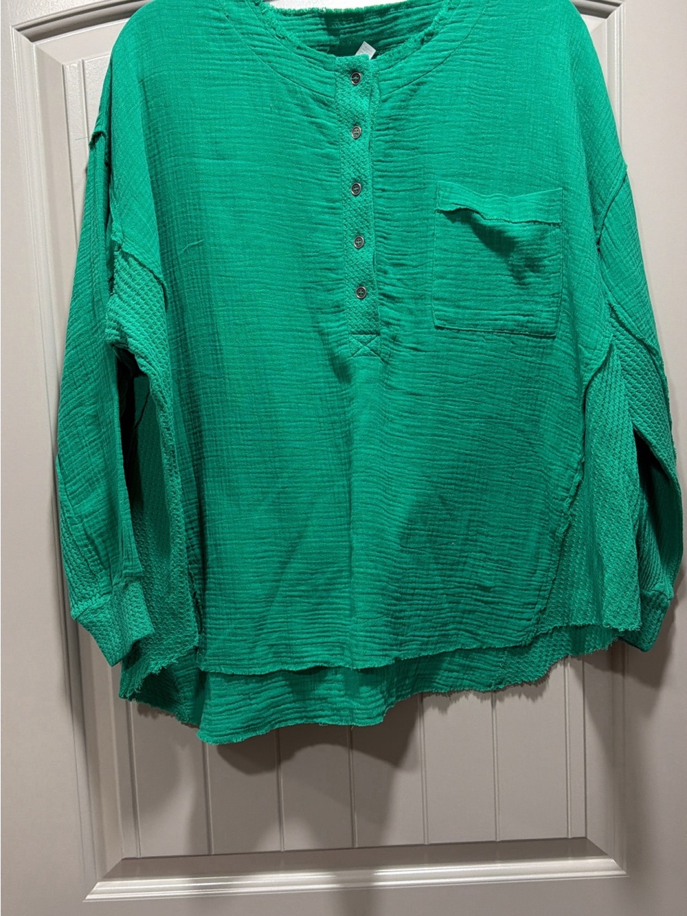 Women’s Relaxed Button Henley Top - Green